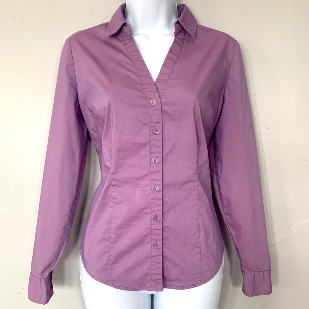 NWT New York & Company Purple Fitted Button Down